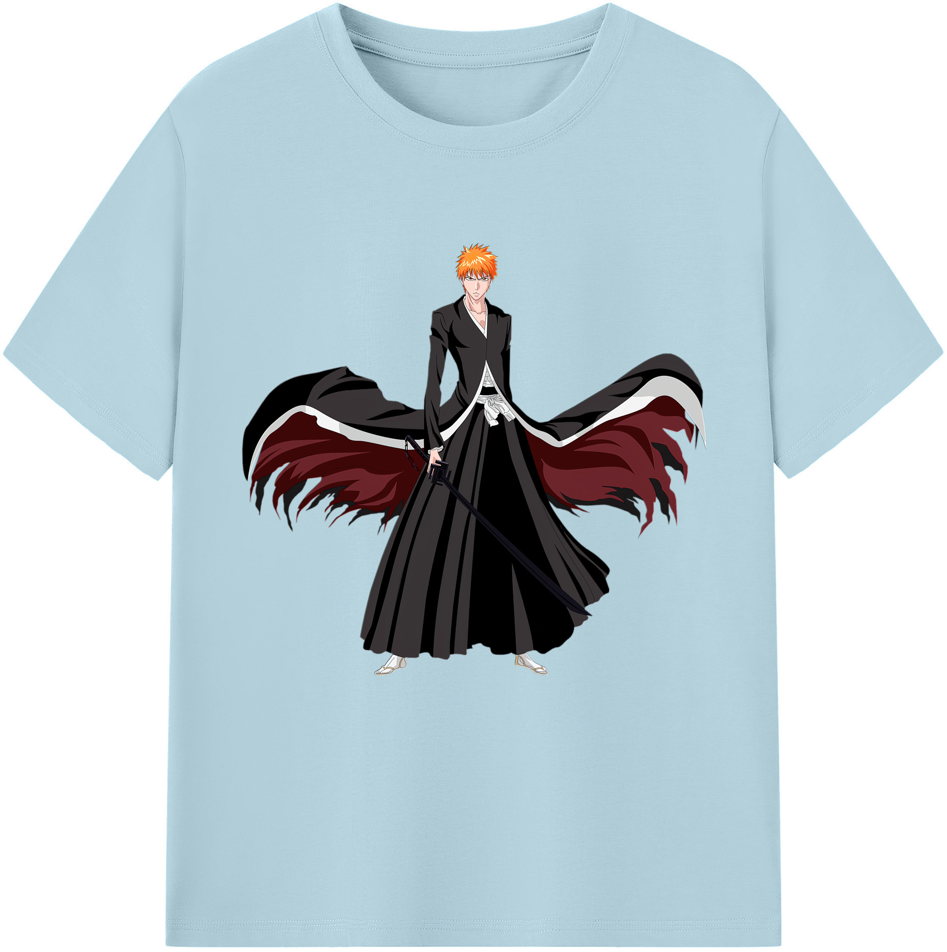 （画像用） ブリーチ 黒崎一護（くろさき いちご）BLEACH Kurosaki Ichigo 綿100％半袖Tシャツ（フロントプリント）